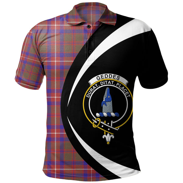 Geddes Weathered Clan Badge Tartan Polo Shirt Circle Style Personalized