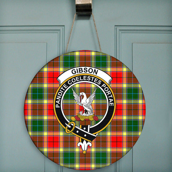 Gibbs Tartan Classic Crest Round Wooden Sign