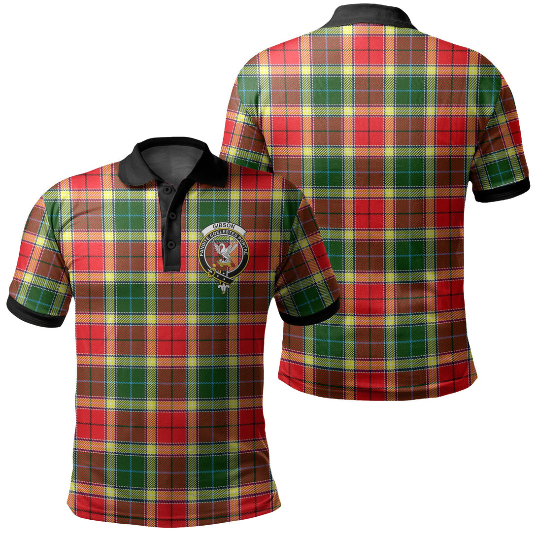 Gibbs Tartan Crest Polo Shirt Black Neck 2 Style