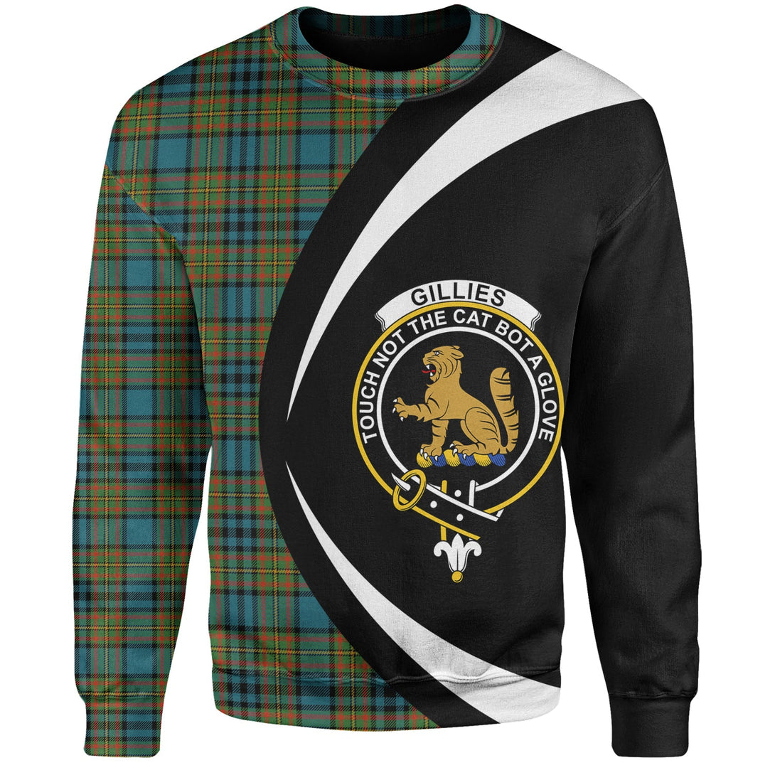 Gillies Ancient Clan Badge Tartan Sweatshirt Circle Style Personalized