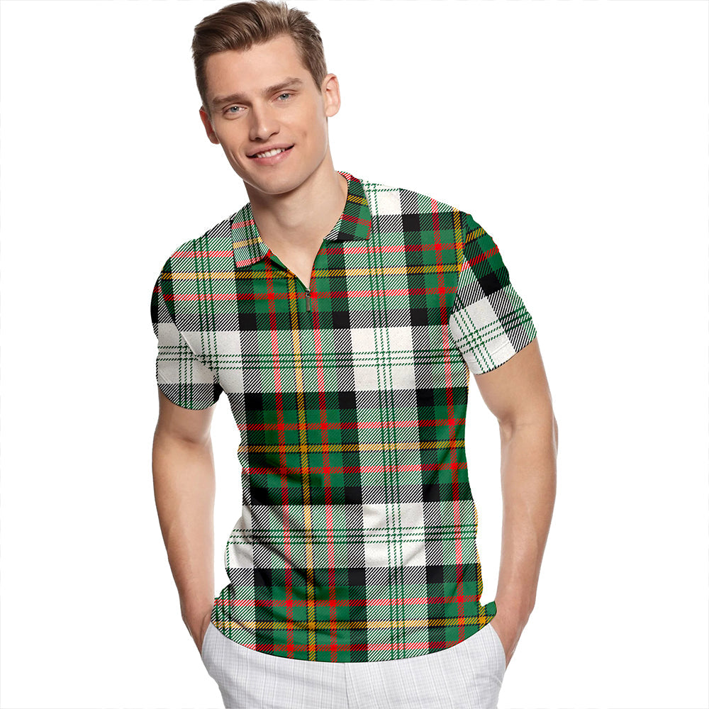 Gillies Green Dress Dance Tartan Classic Lapel Zip Short Sleeve Polo