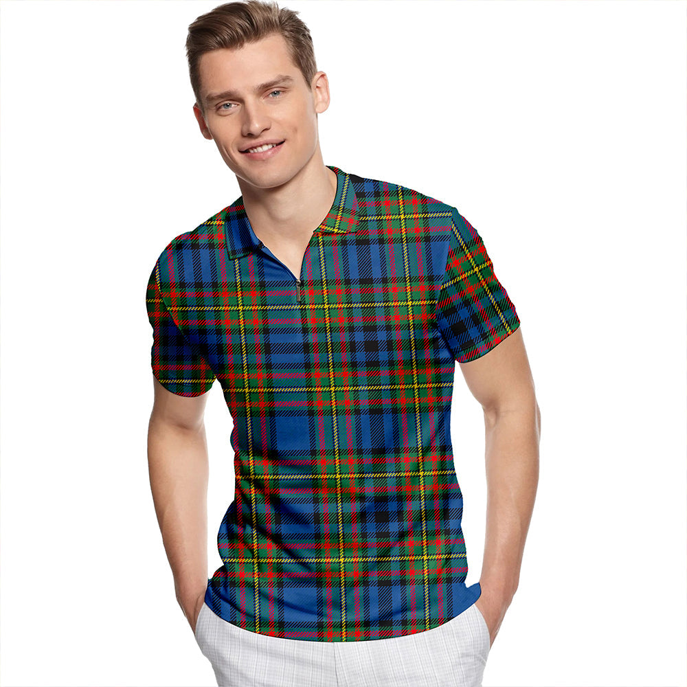 Gillies Modern Tartan Classic Lapel Zip Short Sleeve Polo