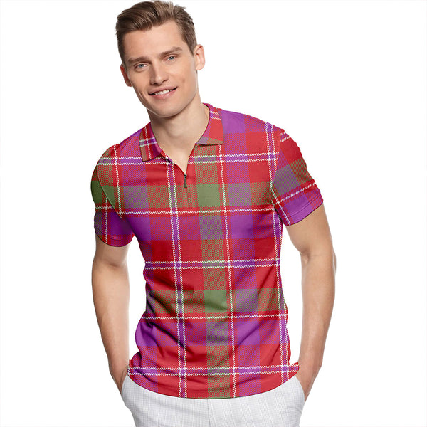 Glenfinnan Weathered Tartan Classic Lapel Zip Short Sleeve Polo