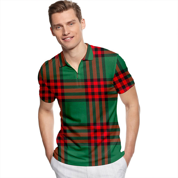 Glengarry Tartan Classic Lapel Zip Short Sleeve Polo