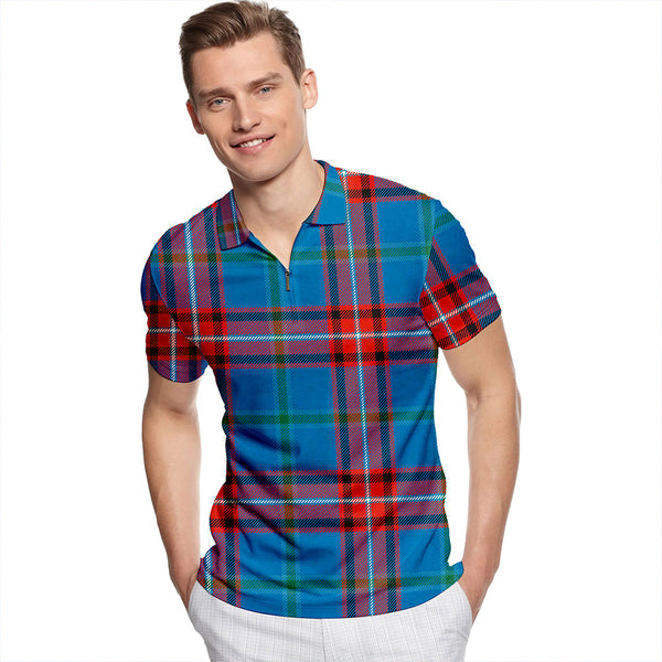 Glenn Ancient Tartan Classic Lapel Zip Short Sleeve Polo