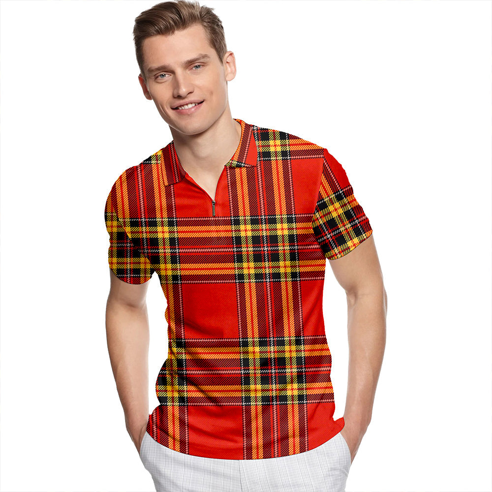 Glennie Ancient Tartan Classic Lapel Zip Short Sleeve Polo