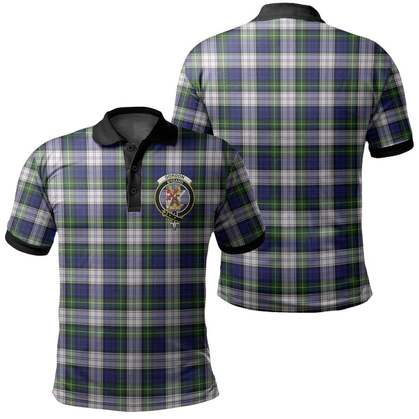 Gordon Dress Modern Tartan Crest Polo Shirt Black Neck 2 Style