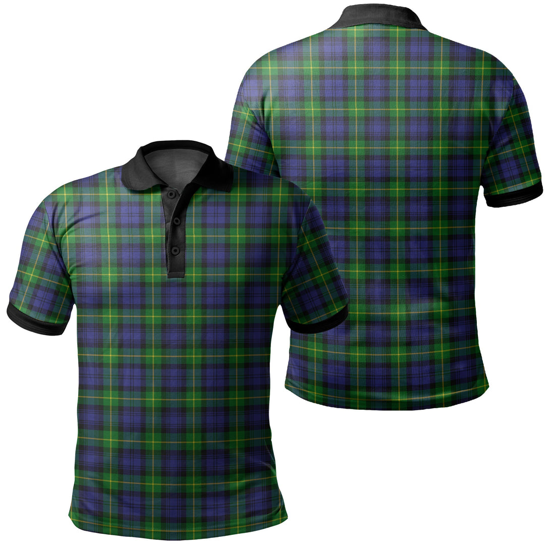 Gordon Modern Tartan Classic Polo Shirt Black Neck 2 Style