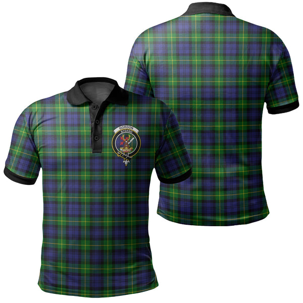 Gordon Modern Tartan Crest Polo Shirt Black Neck 2 Style