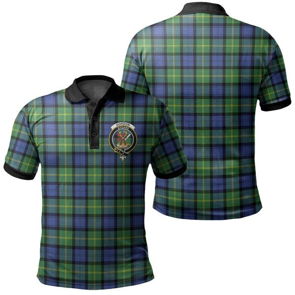 Gordon Old Ancient Tartan Crest Polo Shirt Black Neck 2 Style