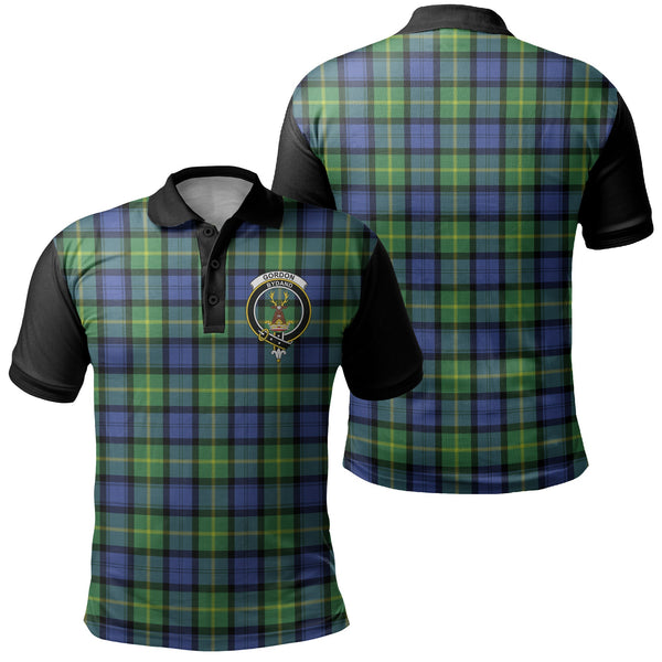 Gordon Old Ancient Tartan Crest Polo Shirt Black Neck 1 Style