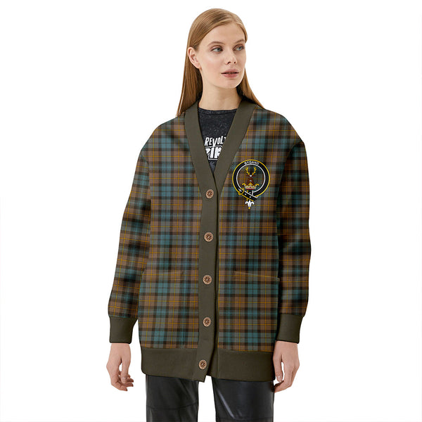 Gordon Weathered Clan Badge Tartan V-neck Cardigan