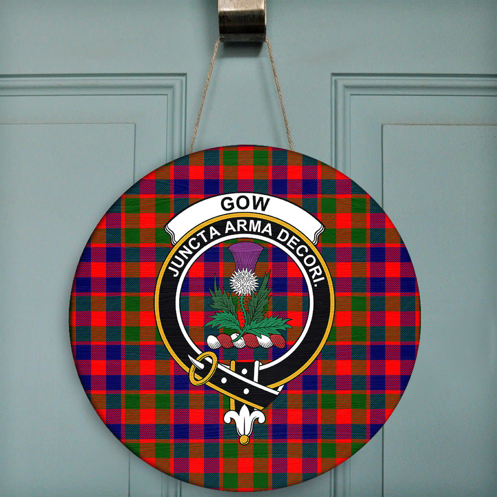 Gow Modern Tartan Classic Crest Round Wooden Sign