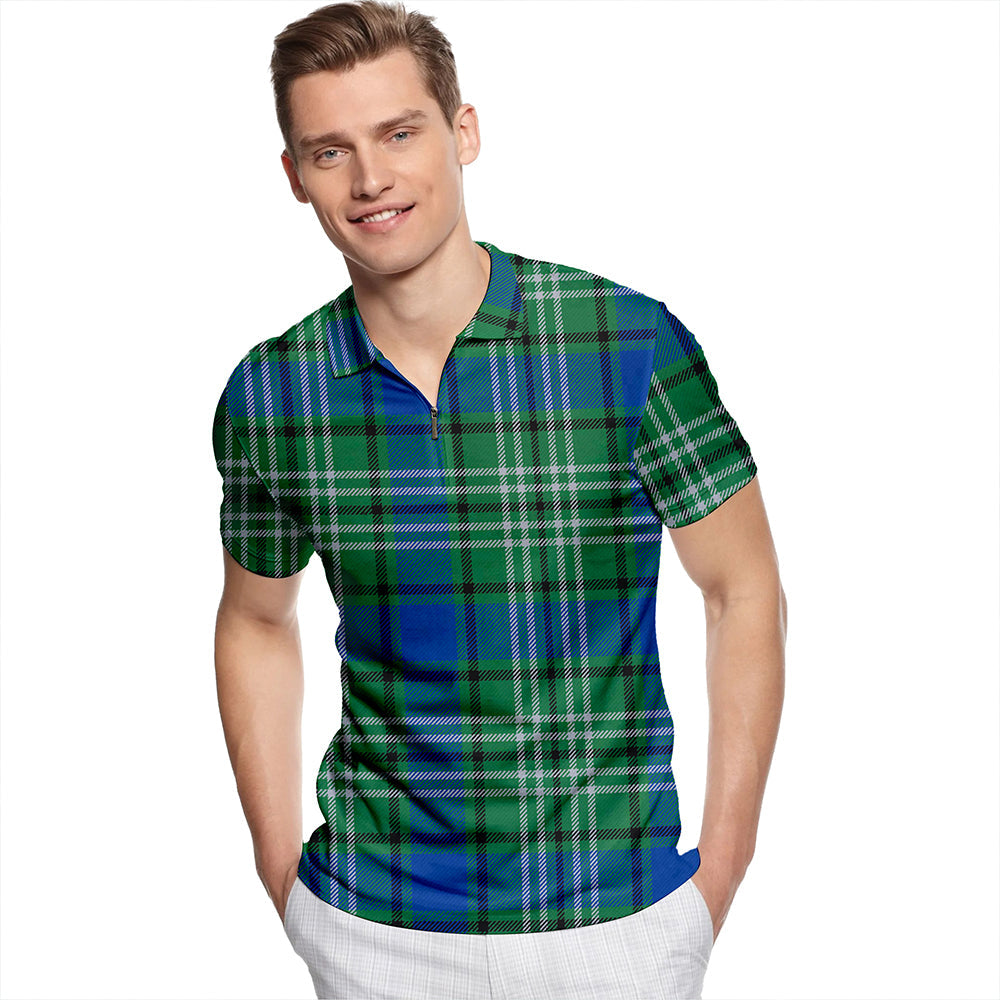 Graden Modern Tartan Classic Lapel Zip Short Sleeve Polo