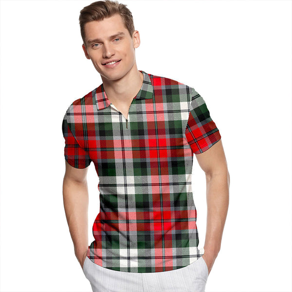 Graham Red Dress Modern Tartan Classic Lapel Zip Short Sleeve Polo