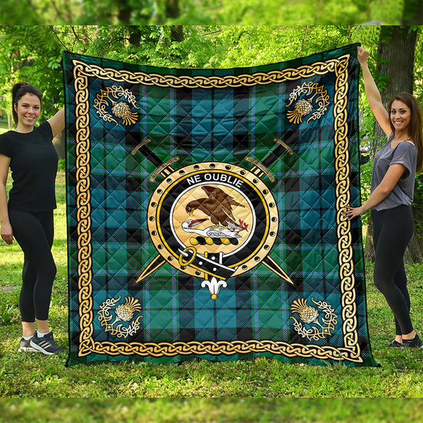 Graham of Menteith Ancient Clan Badge Tartan Premium Quilt Celtic Shield