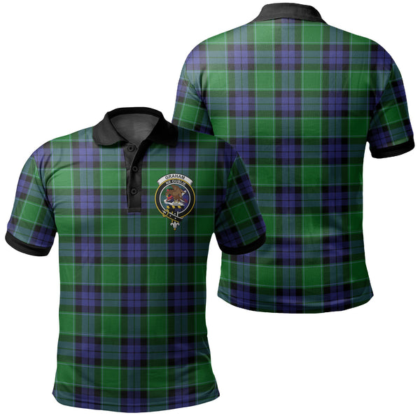 Graham of Menteith Modern Tartan Crest Polo Shirt Black Neck 2 Style