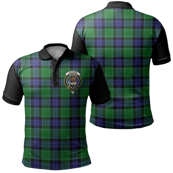 Graham of Menteith Modern Tartan Crest Polo Shirt Black Neck 1 Style