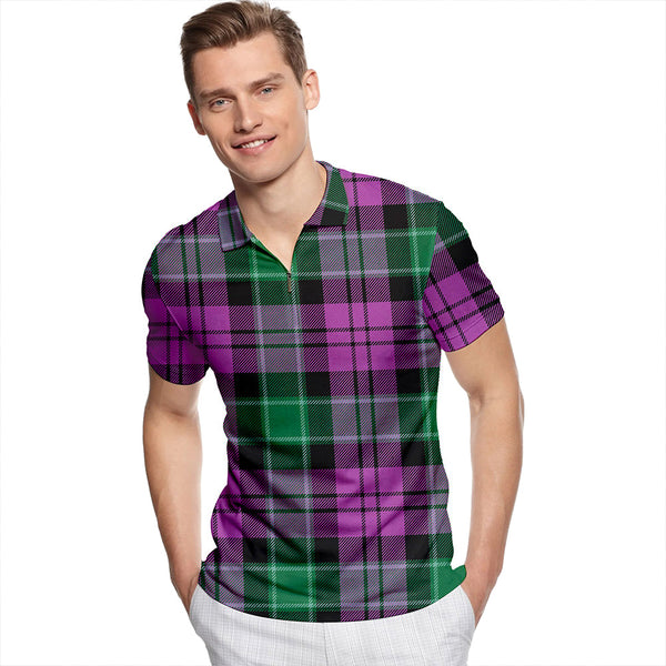 Graham of Menteith Plaid Ancient Tartan Classic Lapel Zip Short Sleeve Polo