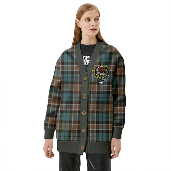 Graham of Menteith Weathered Clan Badge Tartan V-neck Cardigan