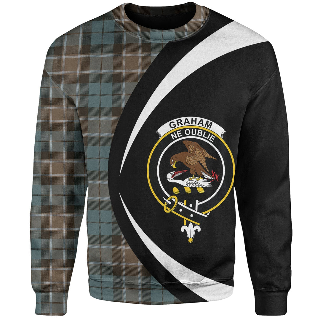 Graham of Menteith Weathered Clan Badge Tartan Sweatshirt Circle Style Personalized