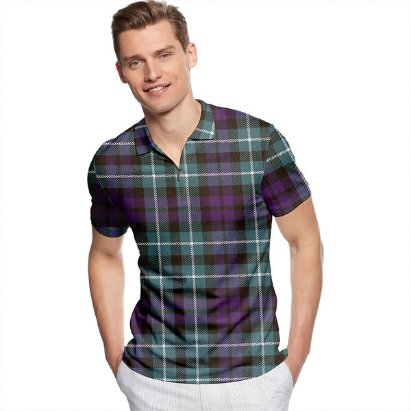 Graham of Montrose Weathered Tartan Classic Lapel Zip Short Sleeve Polo