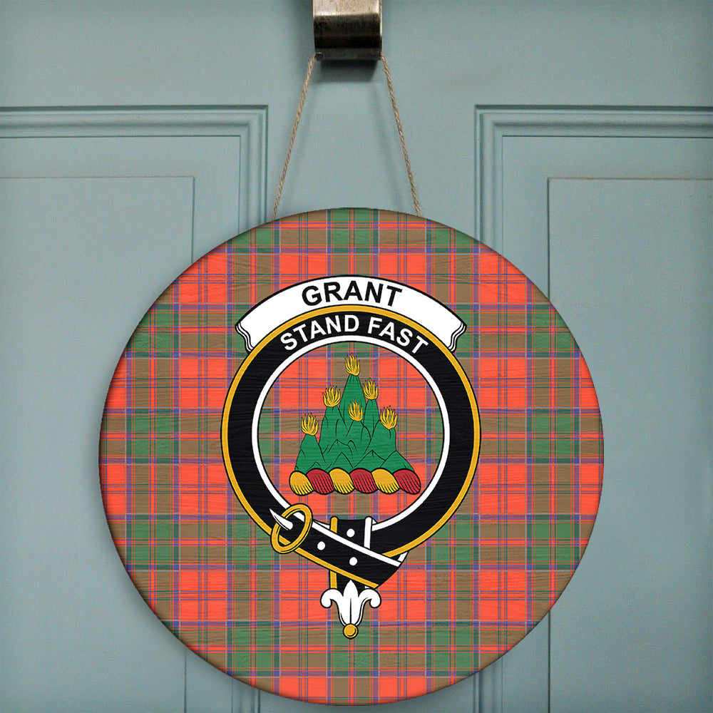 Grant Ancient Tartan Classic Crest Round Wooden Sign