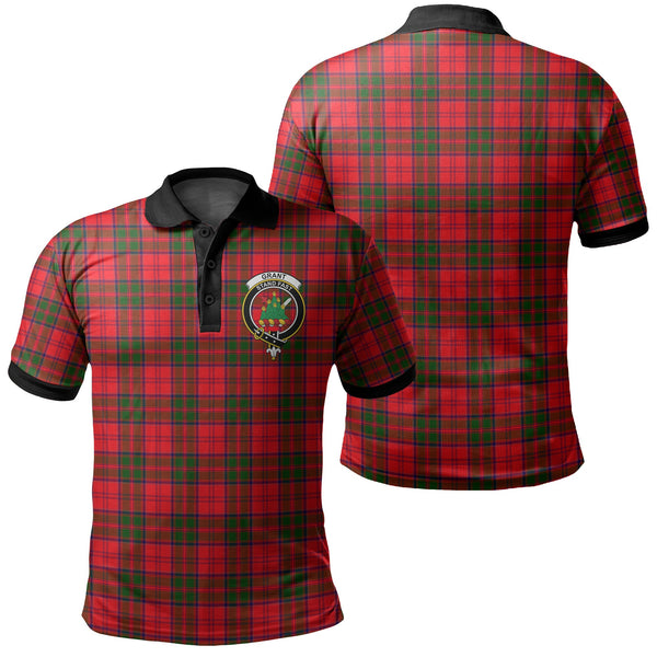 Grant Modern Tartan Crest Polo Shirt Black Neck 2 Style