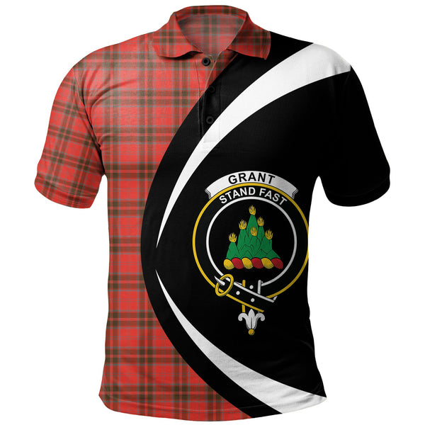 Grant Weathered Clan Badge Tartan Polo Shirt Circle Style Personalized