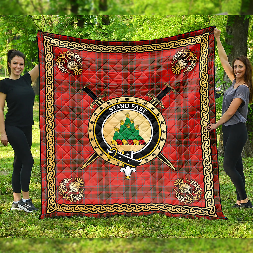 Grant Weathered Clan Badge Tartan Premium Quilt Celtic Shield