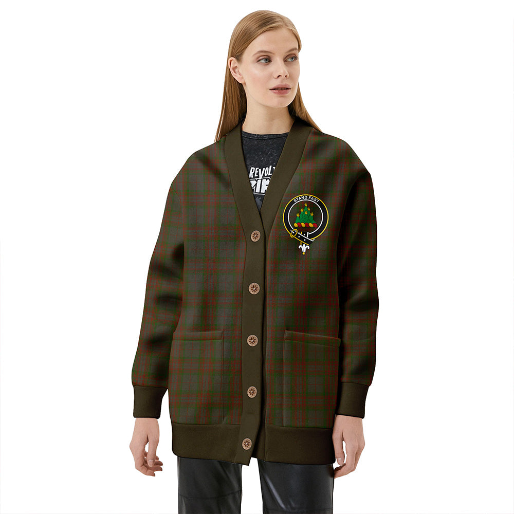 Gray Hunting Clan Badge Tartan V-neck Cardigan