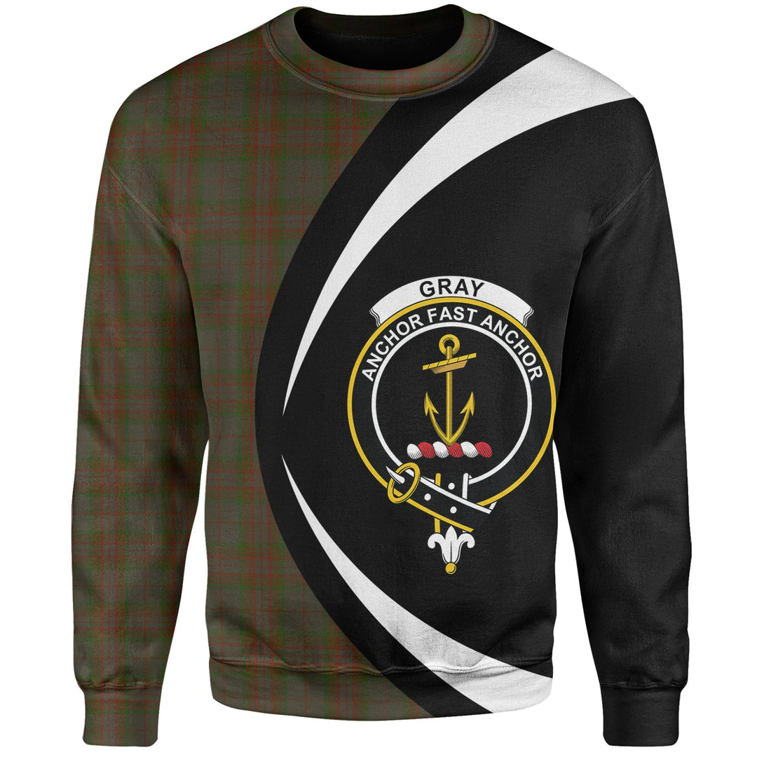 Gray Clan Badge Tartan Sweatshirt Circle Style Personalized