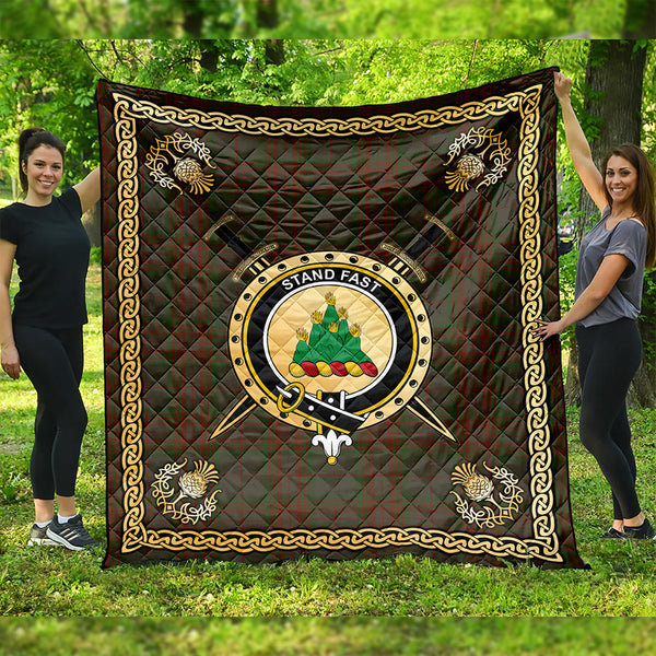 Gray Hunting Clan Badge Tartan Premium Quilt Celtic Shield