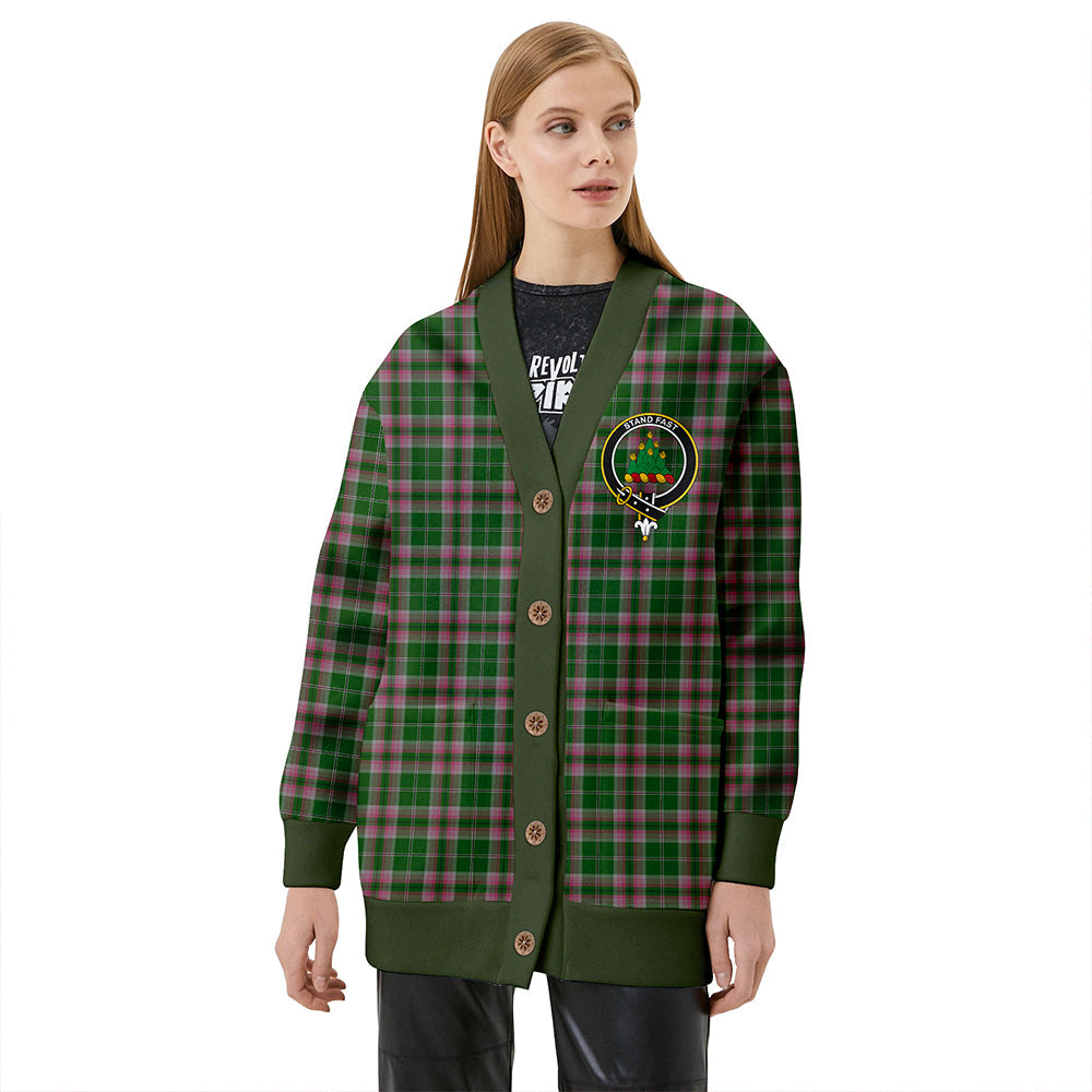 Gray Clan Badge Tartan V-neck Cardigan