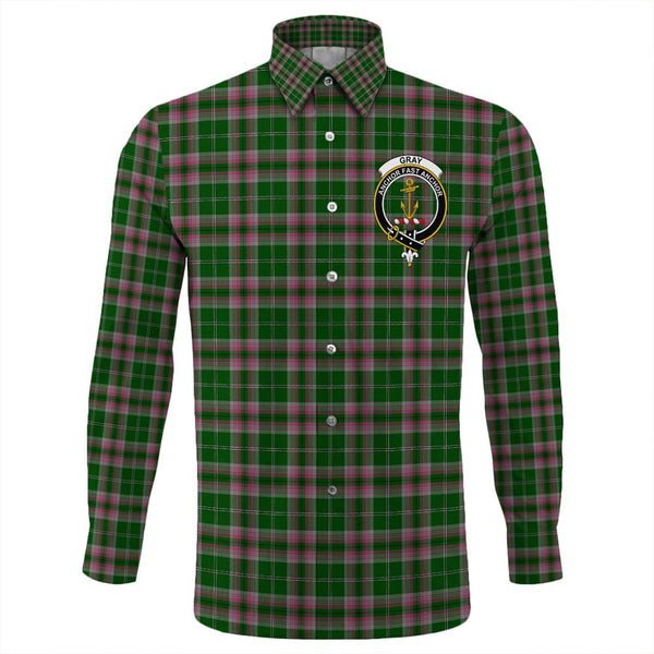 Gray Tartan Classic Crest Long Sleeve Button Shirt