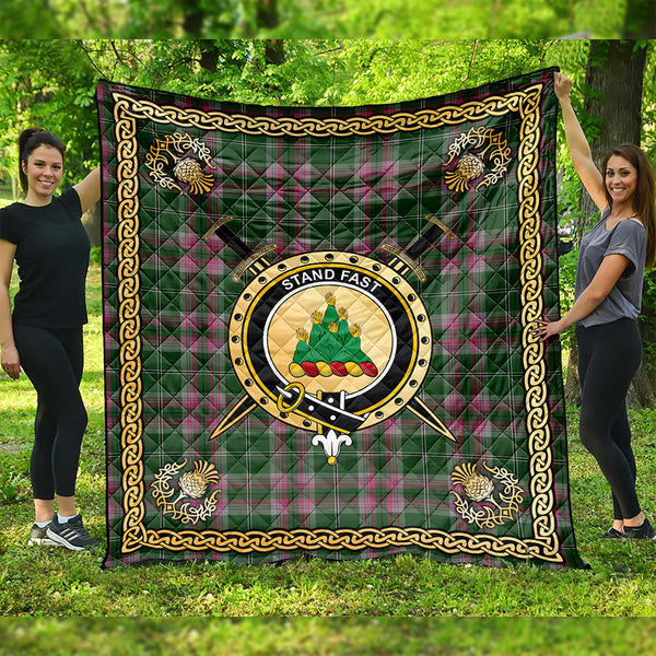 Gray Clan Badge Tartan Premium Quilt Celtic Shield