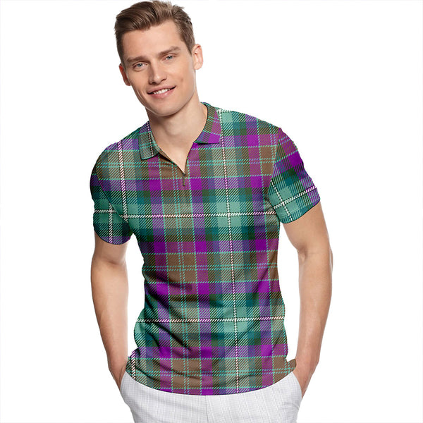 Grewar Modern Tartan Classic Lapel Zip Short Sleeve Polo