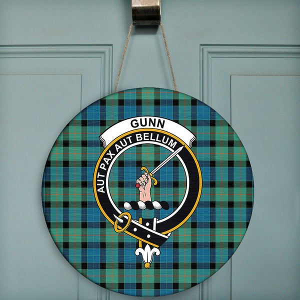 Gunn Ancient Tartan Classic Crest Round Wooden Sign