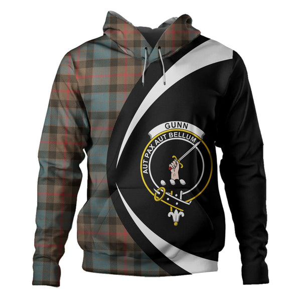 Gunn Weathered Clan Badge Tartan Hoodie Circle Style