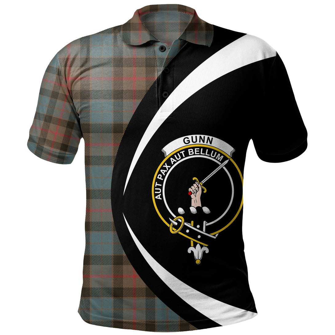 Gunn Weathered Clan Badge Tartan Polo Shirt Circle Style Personalized