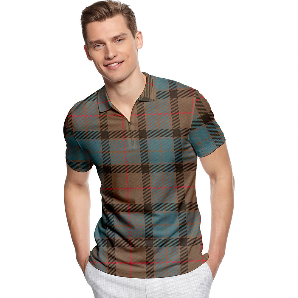 Gunn #2 Weathered Tartan Classic Lapel Zip Short Sleeve Polo