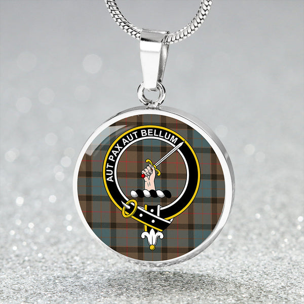 Gunn #2 Weathered Clan Badge Tartan Classic Circle Necklace