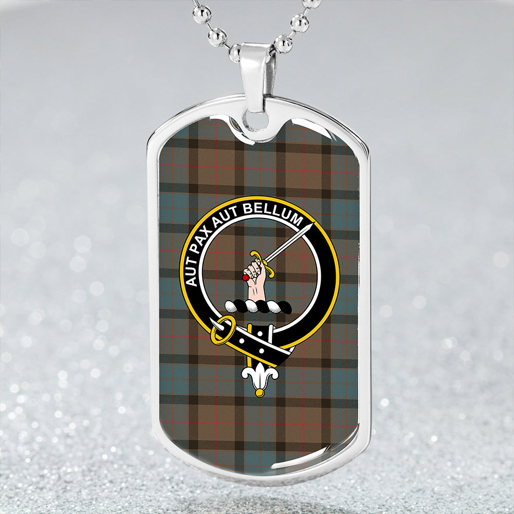 Gunn #2 Weathered Clan Badge Classic Tartan Dog Tag Necklace