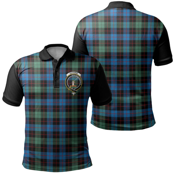 Guthrie Ancient Tartan Crest Polo Shirt Black Neck 1 Style