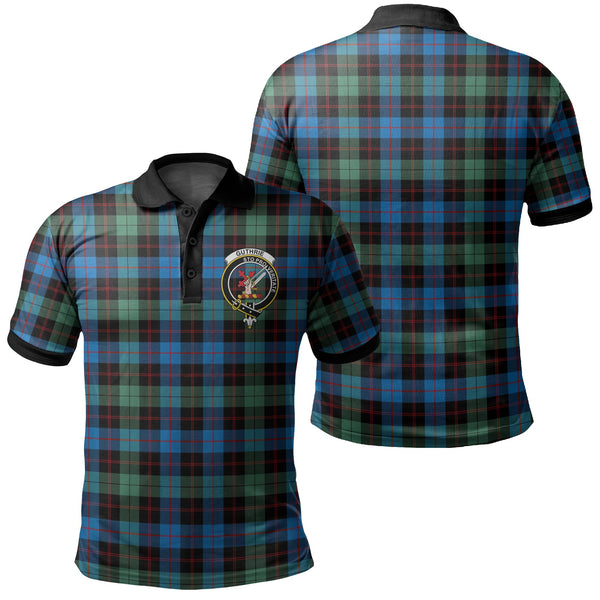 Guthrie Ancient Tartan Crest Polo Shirt Black Neck 2 Style