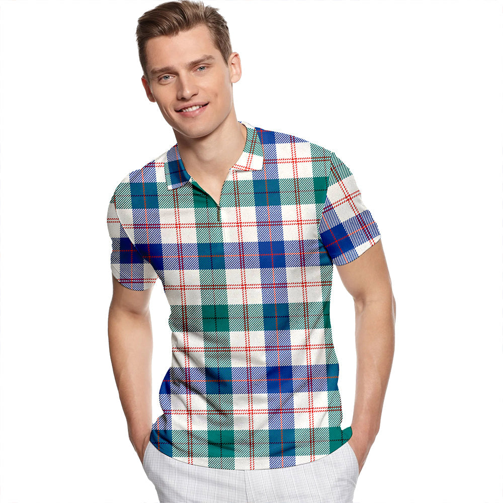 Guthrie Dress Modern Tartan Classic Lapel Zip Short Sleeve Polo