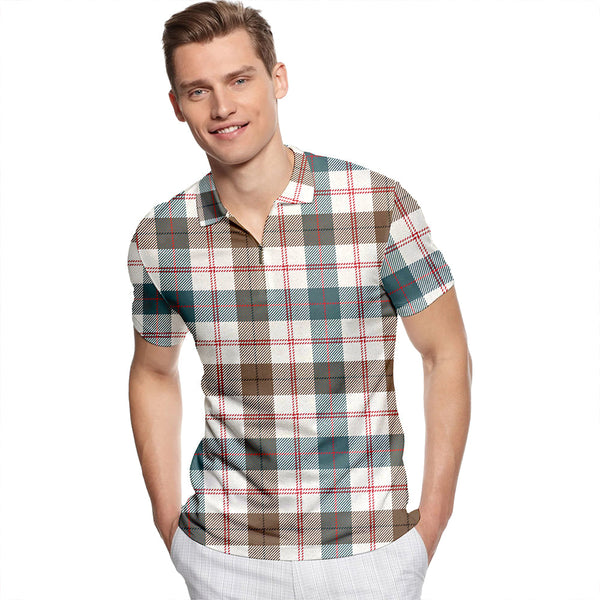 Guthrie Dress Weathered Tartan Classic Lapel Zip Short Sleeve Polo