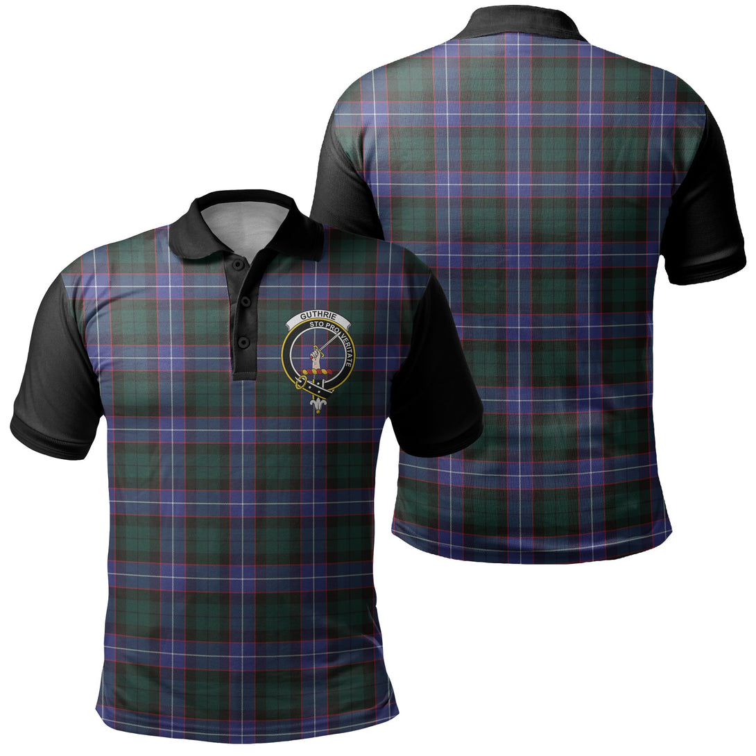 Guthrie Modern Tartan Crest Polo Shirt Black Neck 1 Style