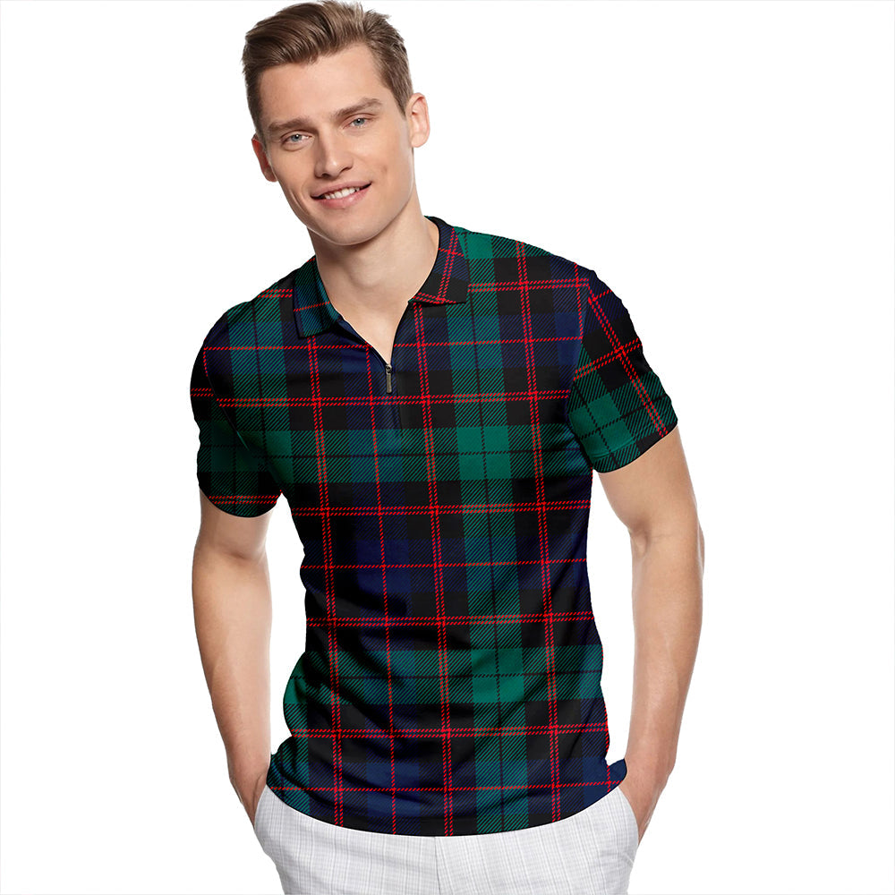 Guthrie Modern Tartan Classic Lapel Zip Short Sleeve Polo