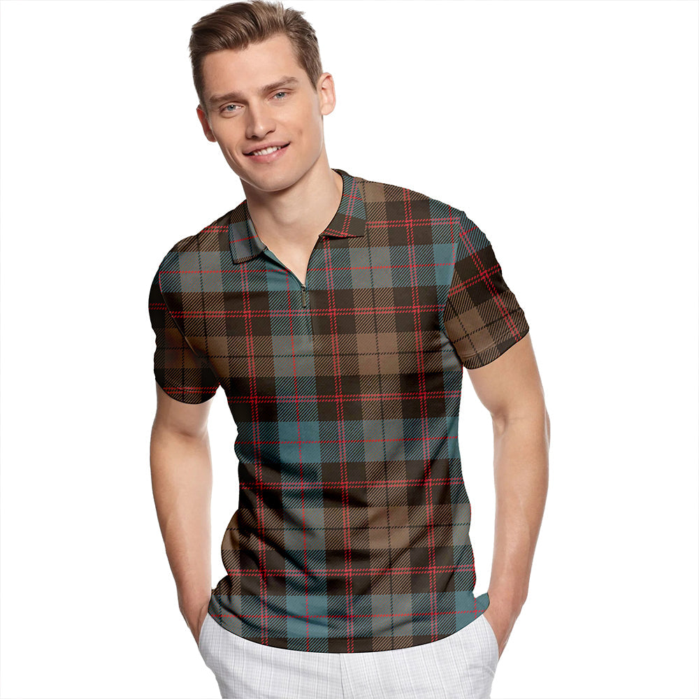 Guthrie Weathered Tartan Classic Lapel Zip Short Sleeve Polo